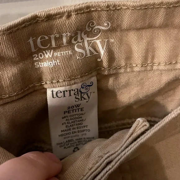 Terra & Sky Petite Straight Leg Khaki Jeans - Picture 4 of 4